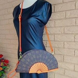 Louis Vuitton Fan-Shaped Mono Brown and Tan Clutch